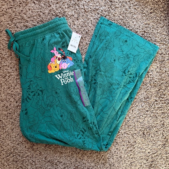 NWT Winnie the Pooh and Friends Green Lounge Pants Sleep Pants Women's size XL - Picture 2 of 8